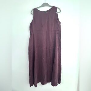Eileen Fisher Silky Sleeveless Midi Dress in Rich Burgundy
